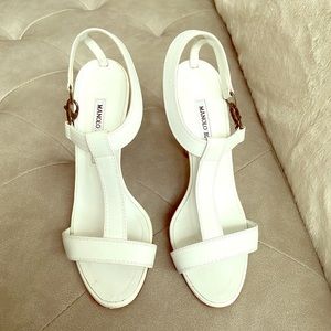 Manolo Blahnik White t-strap sandals